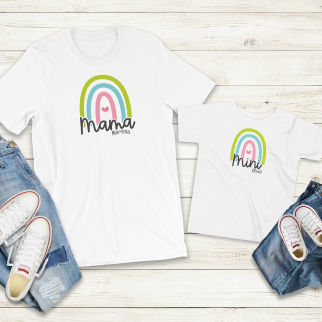 Rainbow Mama Mini Matching Customizable  Toddler T-shirt (Creator Uploaded)