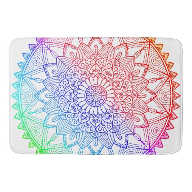 Rainbow Mandala Bath Mat (Front)