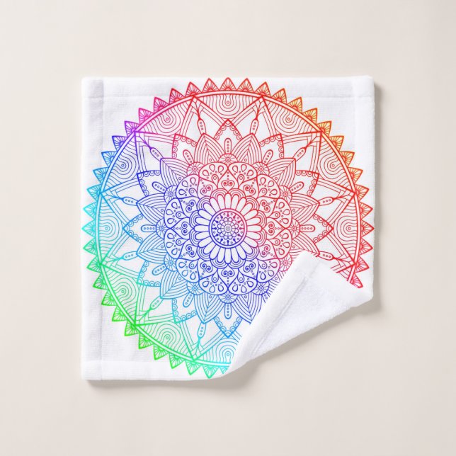 Rainbow Mandala Bath Towel Set (Wash Cloth)