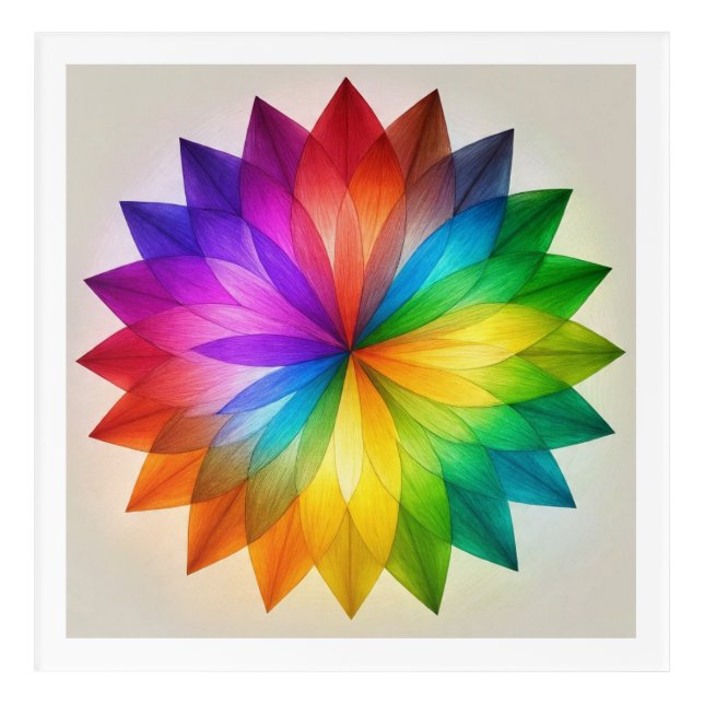 "Rainbow Mandala Bloom – Sacred Geometry Wall Art  (Front)