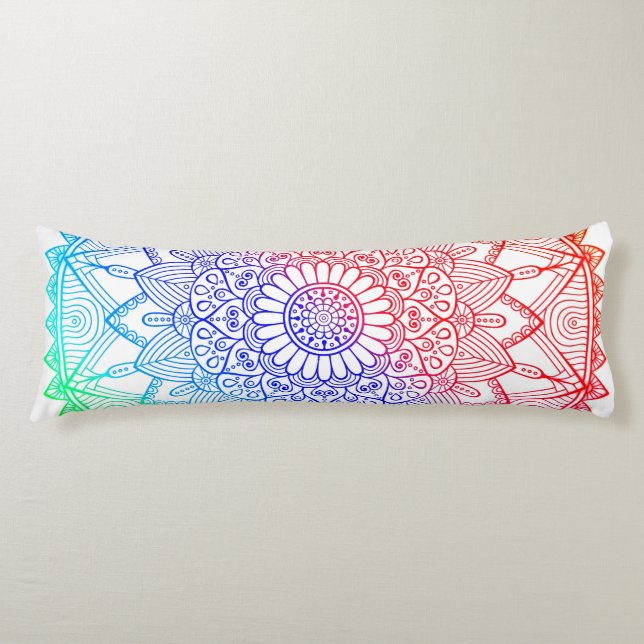 Rainbow Mandala Body Pillow (Front)