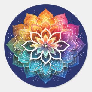 Rainbow mandala classic round sticker