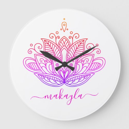 Rainbow Mandala Flower Bohemian Large Clock