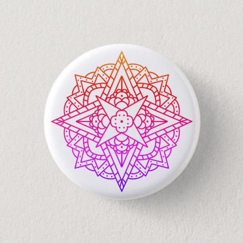 Rainbow Mandala Geometrical Design Button