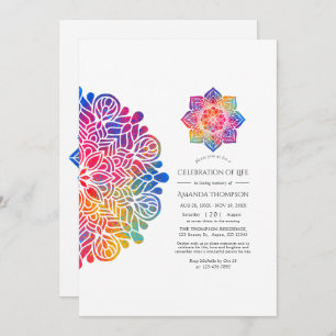 Rainbow Mandala Indian Celebration of Life Invitation