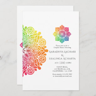 Rainbow Mandala Indian Couples Shower Invitation