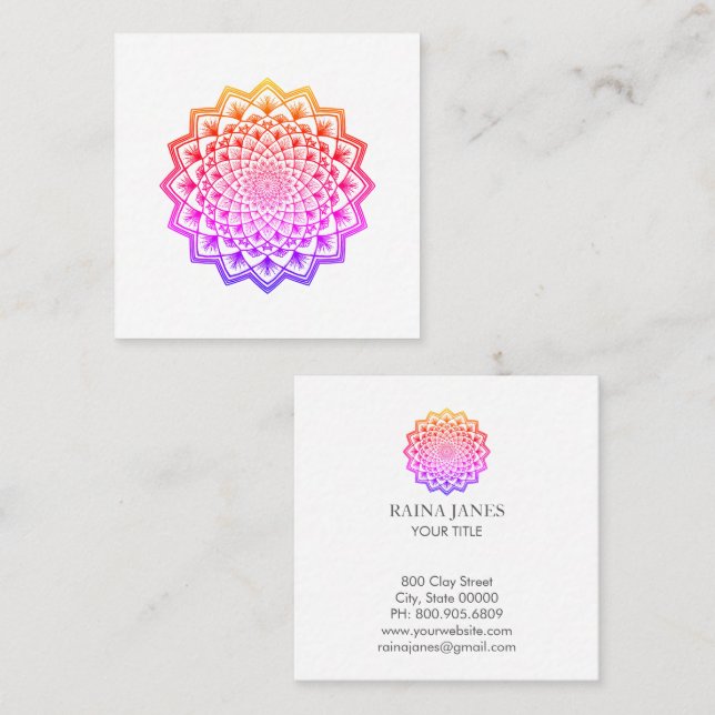 Rainbow Mandala Life Coach Counselor Square Business Card (Front/Back)