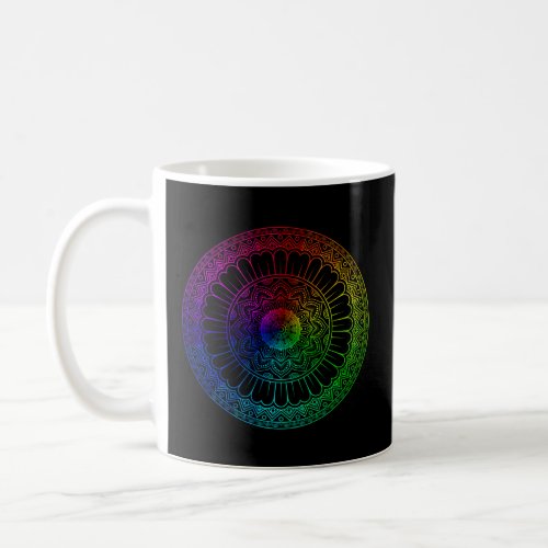 Rainbow Mandala Lotus Flower Sacred Geometry Yoga  Coffee Mug