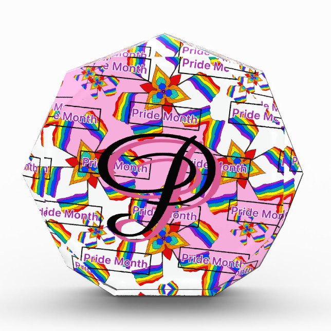 Rainbow Mandala Pride Monogram - Vibrant Geometric Acrylic Award (Front)