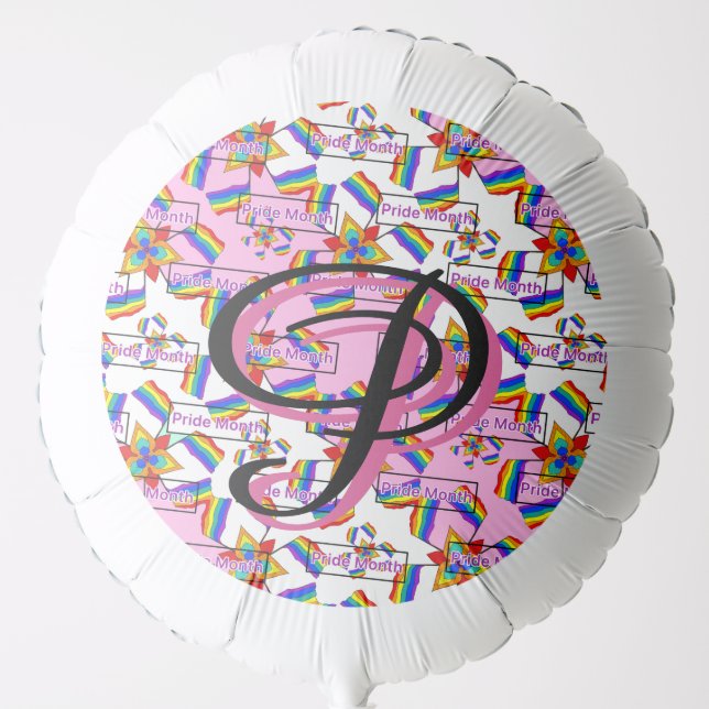 Rainbow Mandala Pride Monogram - Vibrant Geometric Balloon (Front)