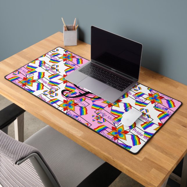 Rainbow Mandala Pride Monogram - Vibrant Geometric Desk Mat (Office 2)