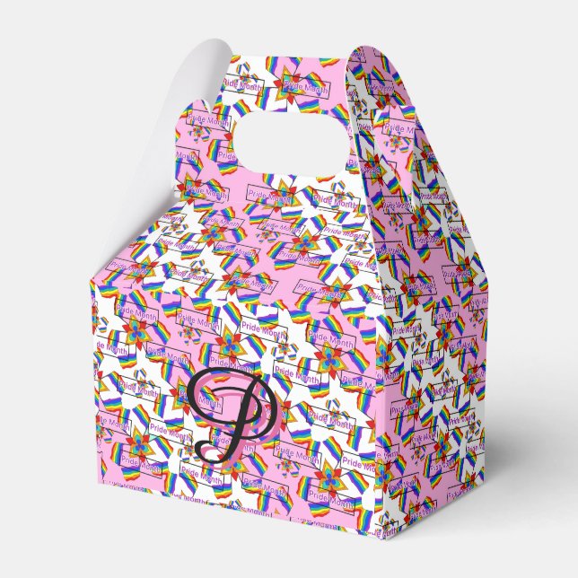 Rainbow Mandala Pride Monogram - Vibrant Geometric Favor Boxes (Front Side)