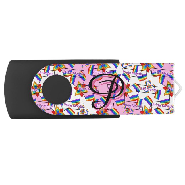 Rainbow Mandala Pride Monogram - Vibrant Geometric Flash Drive (Front)