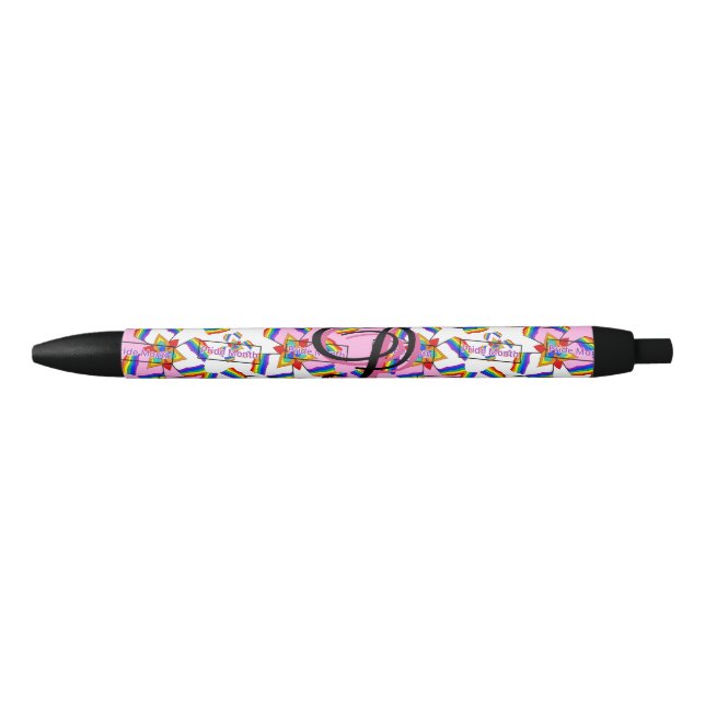 Rainbow Mandala Pride Monogram - Vibrant Geometric Pen (Front)