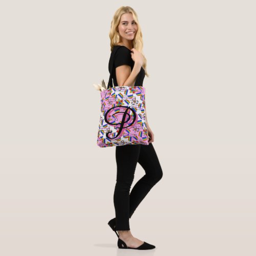 Rainbow Mandala Pride Monogram - Vibrant Geometric Tote Bag