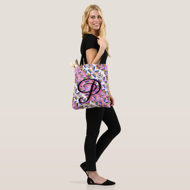 Rainbow Mandala Pride Monogram - Vibrant Geometric Tote Bag (On Model)