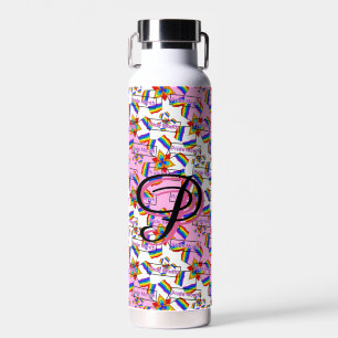 Rainbow Mandala Pride Monogram - Vibrant Geometric Water Bottle