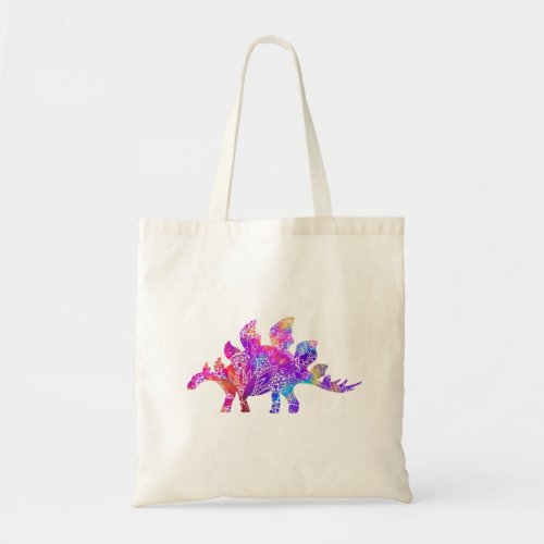 Rainbow Mandala Stegosaurus Dinosaur Tote Bag