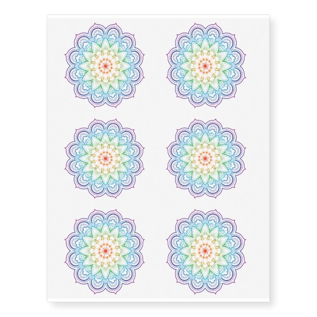 Rainbow Mandala Temporary Tattoos (Front)