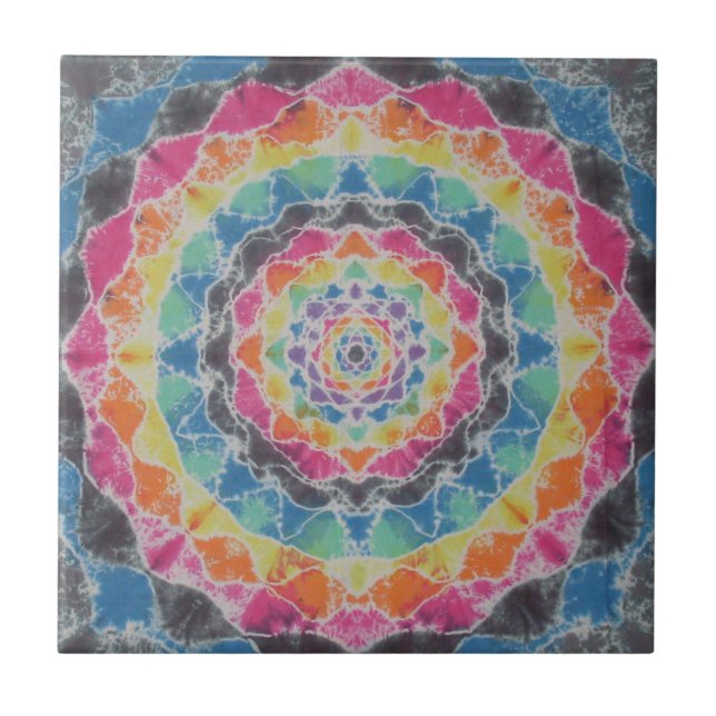 Rainbow Mandala Tie Dye PhatDyes Tile (Front)