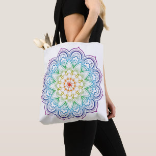 Rainbow mandala tote bag