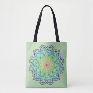 Rainbow mandala tote bag