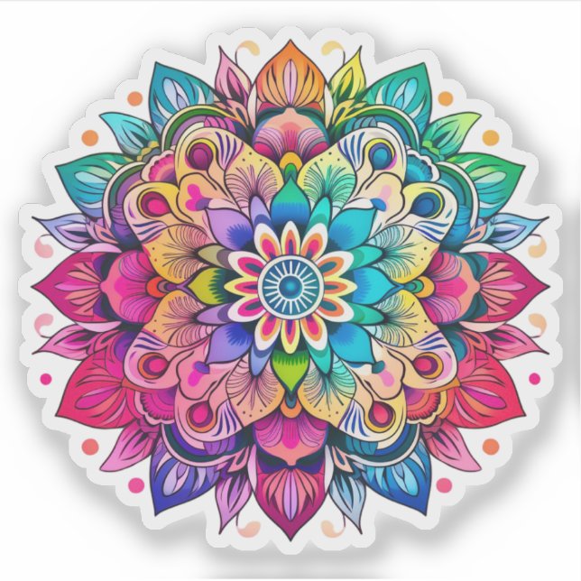 Rainbow Mandala vinyl sticker (Front)