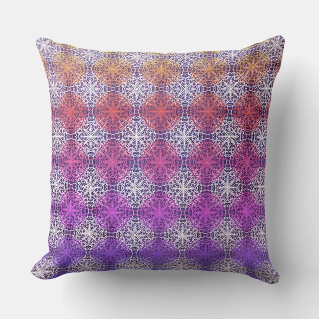 Rainbow Mandella Polka Dots Throw Pillow (Front)