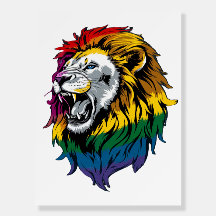 Rainbow Mane Roaring Lion LGBTQ+ Pride Poster
