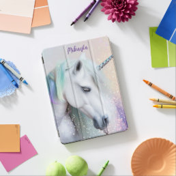 Rainbow Mane White Unicorn  iPad Air Cover