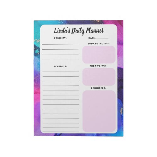 Rainbow Marble Daily To_Do List Notepad