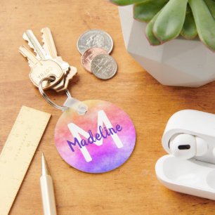 Rainbow Marble Marbled Watercolor Colorful Ombre Keychain