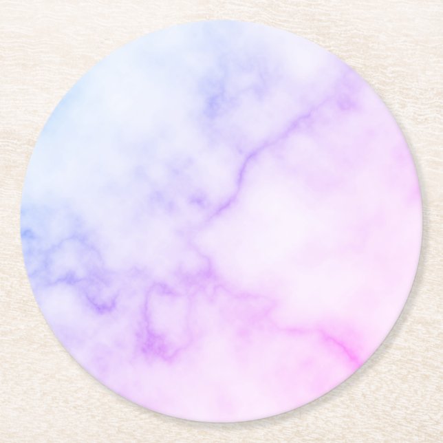 Rainbow Marble Pattern Round Paper Coaster (Front)