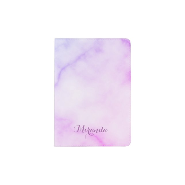 Rainbow Marble Pattern with Personalized Name Passport Holder (Front)