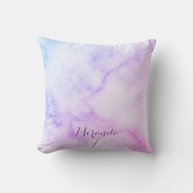 Rainbow Marble Pattern with Personalized Name Throw Pillow (Front)