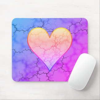 Rainbow Marbled Heart Mouse Pad