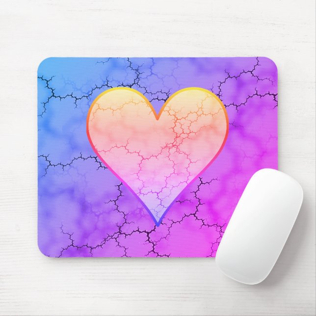 Rainbow Marbled Heart Mouse Pad (With Mouse)