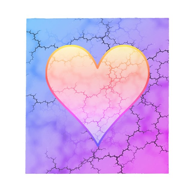 Rainbow Marbled Heart Notepad (Front)