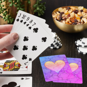 Rainbow Marbled Heart Poker Cards