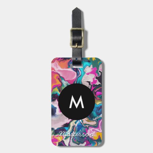 Rainbow Marbling Luggage Tag