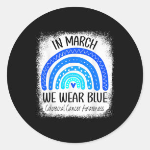 Rainbow March We Wear Blue Colorectal Cancer Aware Classic Round Sticker