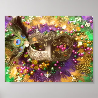 RAINBOW MARDI GRAS MASK POSTER