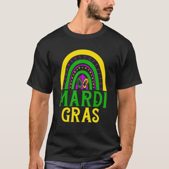 Rainbow Mardi Gras New Orleans Fat tuesday Men Wom T-Shirt (Front)