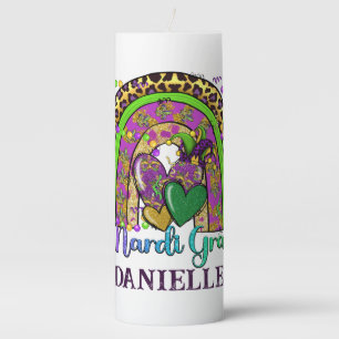 Rainbow Mardi Gras Pillar Candle