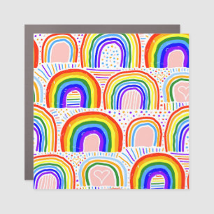 Rainbow Marker Illustration: Childish Seamless Pat Car Magnet
