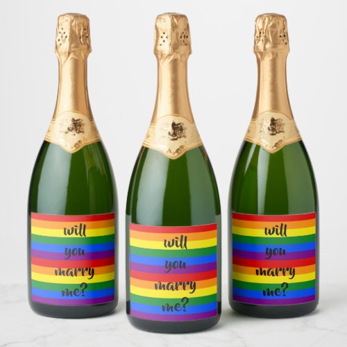 rainbow marry me Sparkling Wine labels