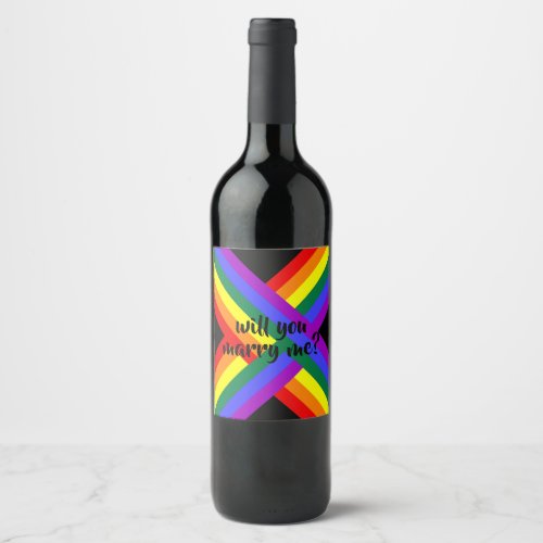 rainbow marry me wine label