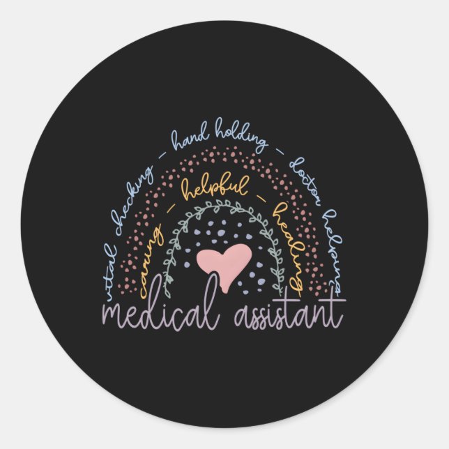 Rainbow Medical Assistant Classic Round Sticker (Front)