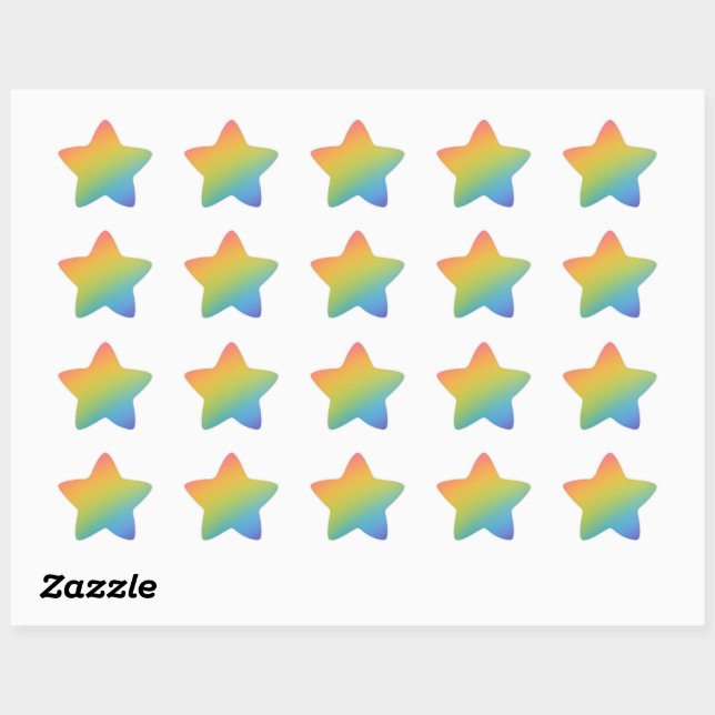 Rainbow medium hues star sticker (Sheet)