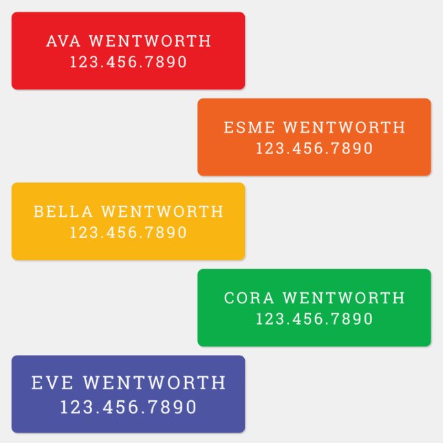 Rainbow Medium Waterproof Adhesive Kids' Labels (Group)